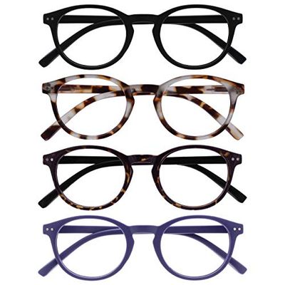 OPULIZE Zen 4 Pacco Occhiali Da Lettura Nero Luce Buio Marrone Porpora Piccolo Uomo Donna RRRR24-11T25 +3,00