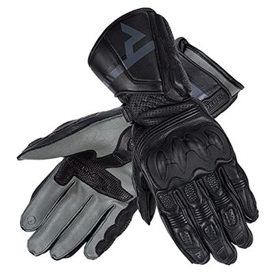 REBELHORN ST Long Lady Guanti da moto in pelle per donne Pannelli Superfabrics SAS-TEC Pannelli in schiuma di vetro Ventilazione Elementi flessibili Touchscreen Pannelli amichevoli