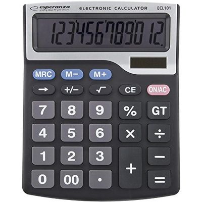 Esperanza ecl101 – Calcolatrice da Scrivania, Basic Calculator, Nero, di plastica, bottoni, dot-matrix)