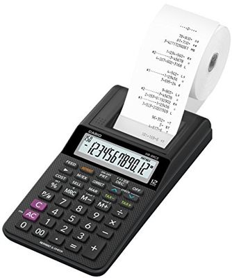 Casio HR-8RCE-BK Calcolatrice Scrivente Portatile, Display A 12 Cifre, Funzioni Check E Correct, Funzioni After Print E Re-print, Scatola, Nero
