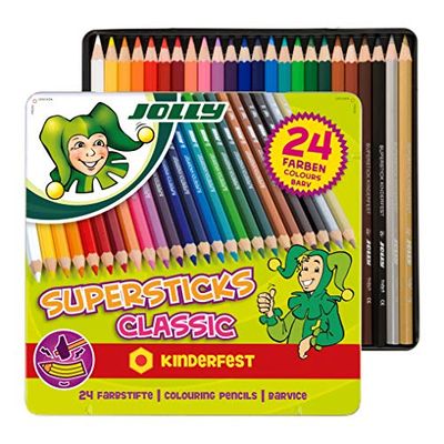 JOLLY kleurpotloden Supersticks kindervast | breukvaste & niet-giftige kleurpotloden | Made in Austria Supersticks Classic 24 kleuren 24 Farbstifte Classic.