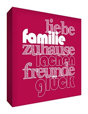 Little Helper Feel Good Art HAPHME10-01G - Quadro da parete, in tela, motivo: famiglia, colore: Beige, Lampone rosso, 25 x 25 cm