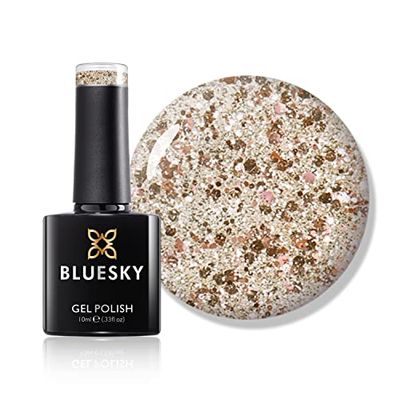 Bluesky Gel Nail Polish, Sensitive, Aw19, Gold Silver Glitter, Long Lasting, Chip Resistant, 10 ml (Requires Curing Under UV LED Lamp)