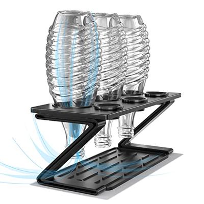 Newaner Flashhouder voor SodaStream, 3-delige afdruiphouder met uitneembare afdruipbak en dekselhouder, afdruiprek voor Soda Stream Crystal en Emil flessen, weigeren te krassen (zwart)