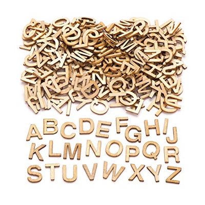 Baker Ross Modèles de mini-lettres en bois AW350 (260 pièces) pour enfants à décorer et à exposer, 13 mm