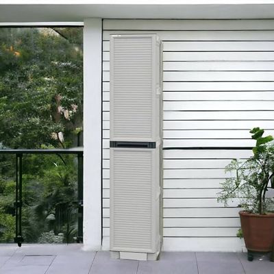 Dmora - Armadio da esterno Namur, Mobile multiuso, Armadio per lavanderia, Armadietto outdoor, 100% Made in Italy, Grigio chiaro, 35x39h172 cm