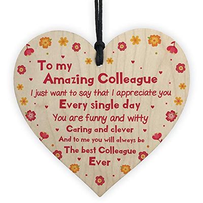 RED OCEAN Novelty Wooden Heart For Amazing Colleague Friendship Thank You Gift Leaving Job or Work