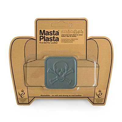 MastaPlasta Self-Adhesive Premium Leather Repair Patch - Grey Pirate 5cm x 5cm (2in x 2in). Your Instant Stick-On Repair and Decoration for Sofas, Car Seats, Handbags, Jackets & DIY