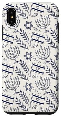 Israel Hebreos Símbolos Patrón Diseño - Estrella Menorá Banderas Carcasa para iPhone XS Max