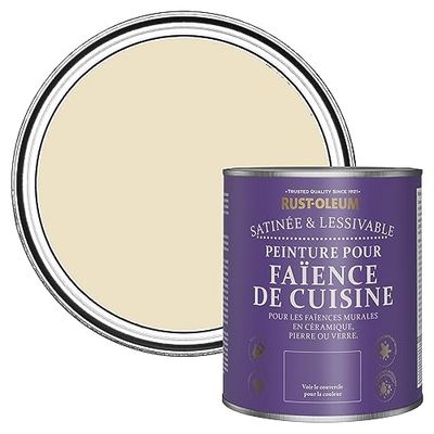 Rust-Oleum Peinture Beige Résistante à l'eau pour Faïence de Cuisine, Finition Satinée - Plume 750ml