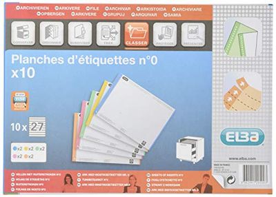 L'Oblique AZ Sachet de 10 planches d'étiquettes n°0 pour dossiers tiroir Assortis