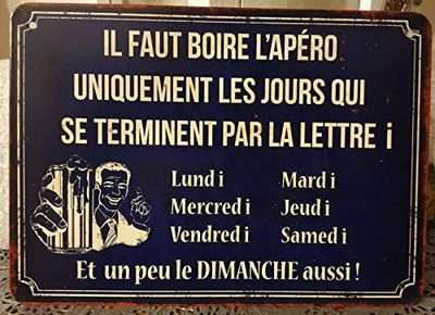 Antic Line "Il faut boire l'apéro" Plaque 21 x 15 cm