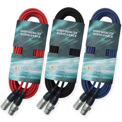 keepdrum DMX Kabel Set Rood Blauw Zwart 6m