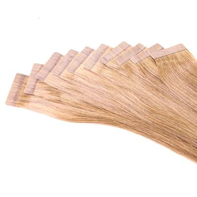 hair2heart 30 x tejp i förlängningar av äkta hår, 50 cm, 2,5 g slingor, släta – färg 12 honungsblond