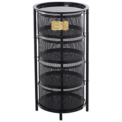 DRW Ronde groentebak met 4 draaibare laden, zwart, 65 x 32,5 x 32,5 cm