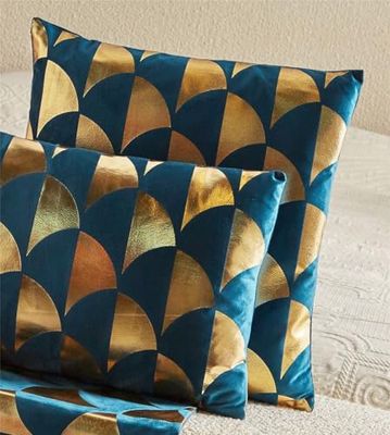 COJIN DECORADO AZUL/ORO 45X45 CMS. 45x12x45 cms