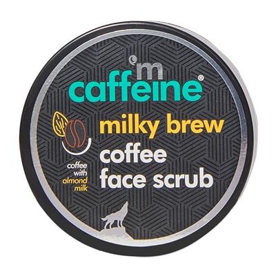 mCaffeine Milky Brew Coffee Face Scrub - Face Cleanser for Glowing Skin - Face Wash Removes Tan and Blackheads - Almond Milk - All Skin Types - 75 ml