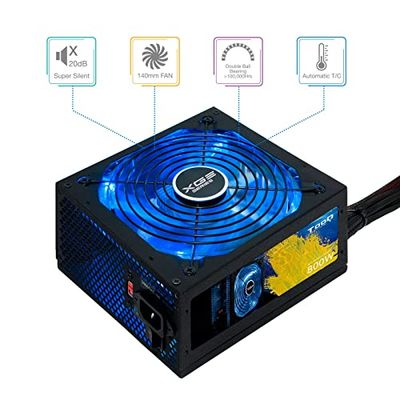 Fuente ATX 800W 12V V2.31, APFC, 82+ Eficiência, con LED On/Off, Ideal para Sistemas Gaming de Alto Rendimiento.