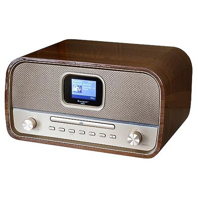 Soundmaster Highline DAB970BR1 Retro Compact Systeem Stereo-installatie HiFi-installatie DAB+ FM CD-speler MP3 USB Bluetooth Streaming kleurendisplay