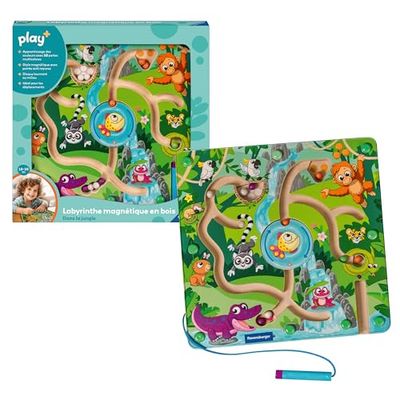 Ravensburger -PLAY + - Labyrinthe magnétique en bois Dans la jungle - Des 18 mois - version française - 34018