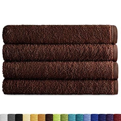 Eiffel Textile Lot de 4 Serviettes de qualité éponge 400 g, 100% Coton égyptien, Marron, Douche 70 x 140 cm