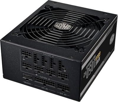 Cooler Master MWE Gold 1050 V2 ATX 3.0 Volledig modulaire voeding (VK-stekker) - ATX 3.0 ondersteuning, 80 Plus Gold 1050 W voeding, platte zwarte kabel, 140 mm FDB-ventilator, hoge