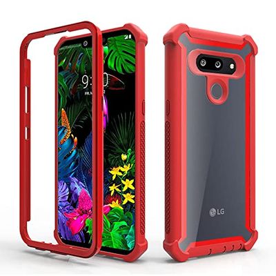 Asuwish Custodia per telefono per LG G8 ThinQ Cover Robusto Antiurto Hard Drop Proof Full Body Protettivo Heavy Duty Hybrid Dual Layer Cell Accessori LGG8 Sottile Q G 8 LG8 G8thinq LGG8thinq 8G Donne Uomini Rosso