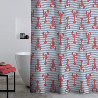 Catherine Lansfield Lobster - Tenda da doccia, 180 x 180 cm, colore: Rosso