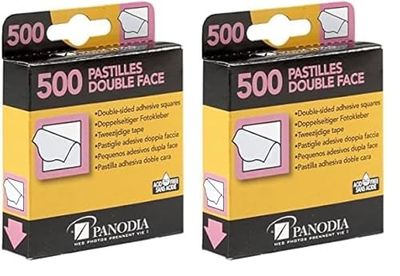Panodia Boîte de 500 pastilles adhésives Double-Face - Marque française (Lot de 2)