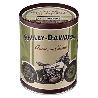 Nostalgic-Art Retro Spaarpot, Harley-Davidson – Knucklehead – Geschenkidee voor motorfans, Spaarvarken in metaal, Vintage Spaarblik, 1 l