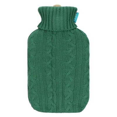 THUN - Boule d'eau chaude avec couverture en tricot jaqard Embrasse-AMI, vert