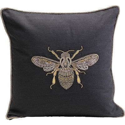 Kare Cojín de diseño de Abeja Brillante, Negro, Funda extraíble con Cierre de Cremallera, con Relleno, cojín Decorativo, Accesorio para el hogar, Funda en Aspecto de Terciopelo, 40 x 40 cm (Alto x