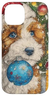 Cavachon Dog Christmas Art with Ornament Case for iPhone 14