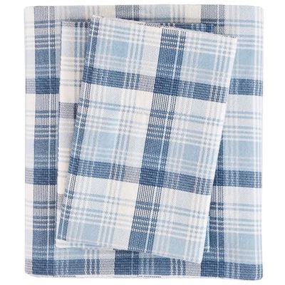 WOOLRICH Kabinlivsstil, kalla årstider mysiga sängkläder-set, matchande örngott, bomull, blå rutig, drottning