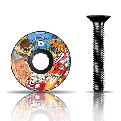 Riesel Design® - Tappo per attacco manubrio 1x incl. vite in alluminio per bici da strada, ciclocross e mountain bike/tappo per attacco manubrio e serie sterzo per forcella con attacco da 1 1/8''