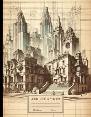 Graph Paper Composition Notebook 5 mm: Vintage Aesthetic Architect Themed Quad Ruled for School, College, Office, Work