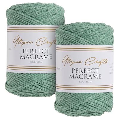 Utopia Crafts Perfect Macrame Cord 3mm - 2X 200g (Sage Green)