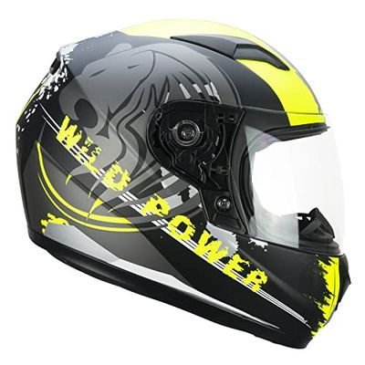CGM Kinderhelm Junior volledig gezicht, 265G LUCKY WILD, zwart neon geel mat, YL (51-52cm)