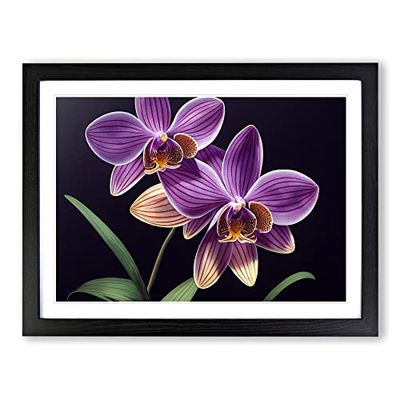 Unbeatable Orchid Flowers H1022 BLK Framed Print for Living Room Bedroom Home Office Décor, Wall Art Picture Ready to Hang, Black A4 Frame (34 x 25 cm)