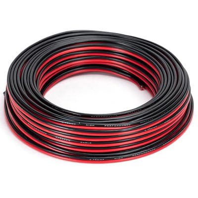 Câble audio de 20 mètres, 2 x 0,75 mm², avec isolation en couleurs blanc et noir, idéal pour les connexions systèmes audio et audio.