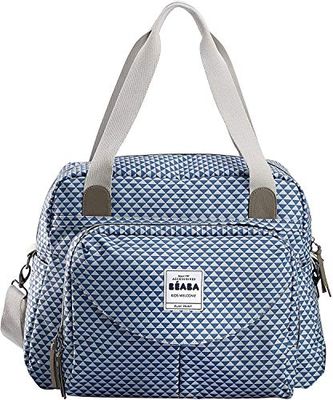 BÉABA – Bolso Carro bebé Genève II, Cambiador de Pañales Modulable, Gran Capacidad, Bolsillo Delantero Extraíble, Play Print Bleu