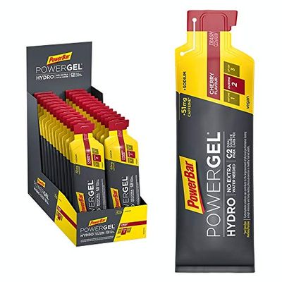 PowerBar PowerGel Hydro Cherry 24x67ml - Gel Energético de Alto Carbono + C2MAX + Sodio + 51mg Cafeína