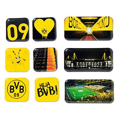 Borussia Dortmund Unisex Bvb magnet set magnet, svart/gul, olika storlekar EU