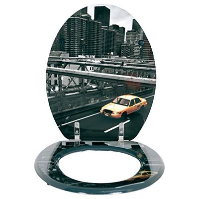 MSV 140572 New York Siège de Toilette Plastique Argent 30 x 20 x 110 cm