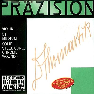 Thomastik Saiten für Violine Präzision Stahl Vollkern, Satz 4/4 Stark mit E Stahl verzinnt