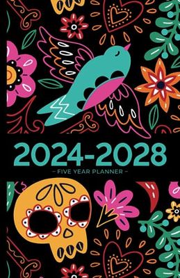 2024-2028 Five Year Monthly Planner | Small | Dia De Los Muertos: 60 Month Calendar Book (US Federal Holidays, Moon Phases, Vision Board) 5 Years: January 2024 – December 2028