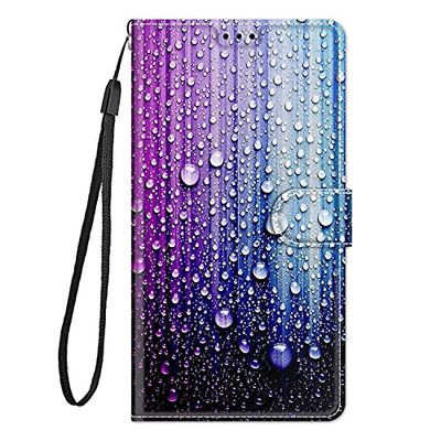 Guxira Leren hoesje voor Samsung Galaxy A51 4G, klaphoes, portemonnee, beschermhoes met magneetsluiting, stootvast silicone, kaartvakjes, voor meisjes en vrouwen, blauw, paars