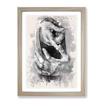Albrecht Durer Hand Study Modern Fc Framed Wall Art Print, Ready to Hang Picture for Living Room Bedroom Home Office Décor, Oak A4 (34 x 25 cm)