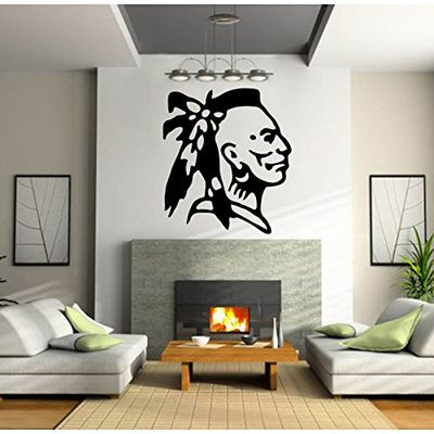 Tatoutex Stickers Visage d'indien - Orange, L 100cm x H 120cm