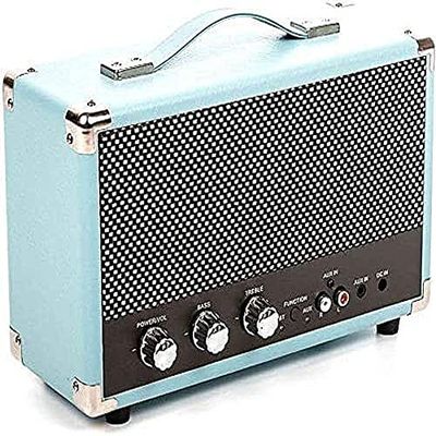 GPO Westwood Speaker Bluetooth Retro, Diffusore Portatile da 25 Watt con Subwoofer, Ingresso RCA, Griglia Retro, Maniglia di Trasporto, Azzurro